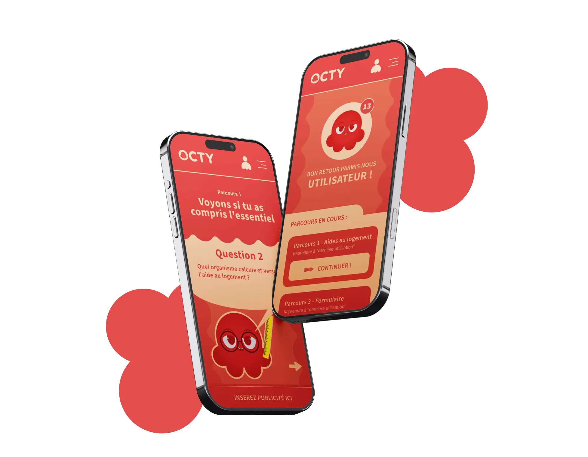 Web app Octy sur mobile - parcours guidés